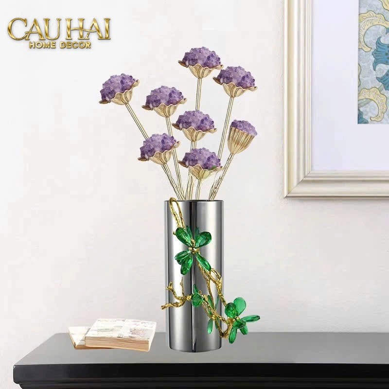 HOME COUTURE - BÌNH HOA PLATIUM MÉTALLIQUE BRANCHE ÉMERAUDE - CẬU HAI HOME DECOR