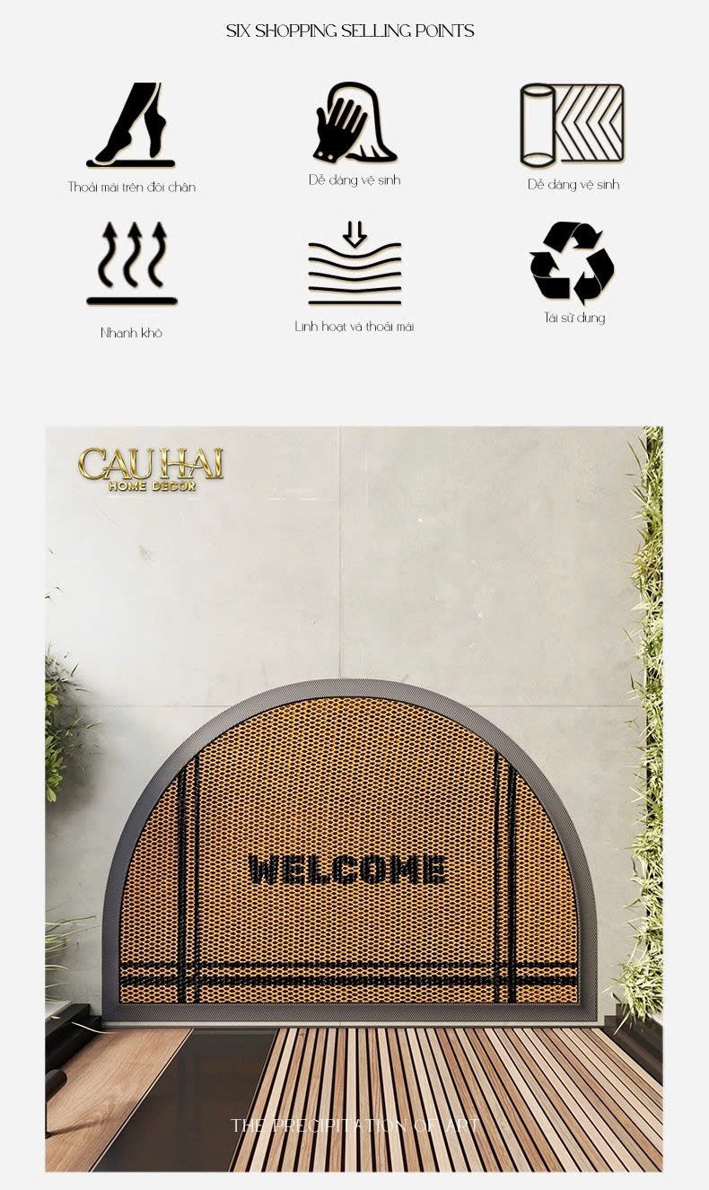 THẢM NGĂN BỤI 50X80 BRUN DEMI LUNE BIENVENUE - CẬU HAI HOME DECOR