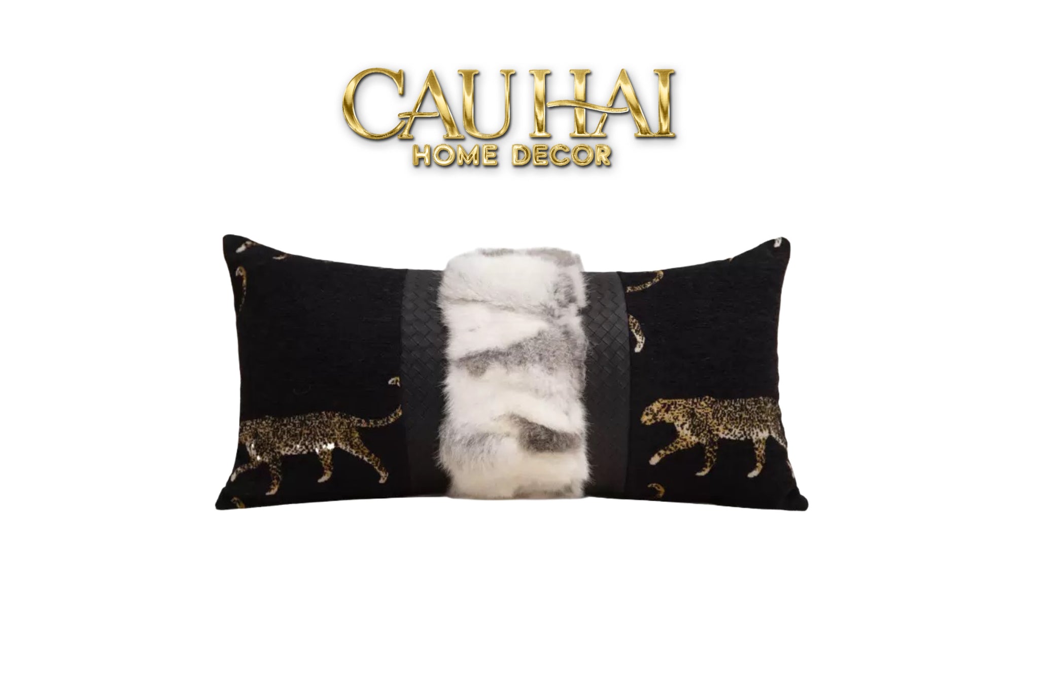 GỐI TWEED LUX FUR JARGUAR SAVOIR LEOPARD 30X60 - CẬU HAI HOME DECOR