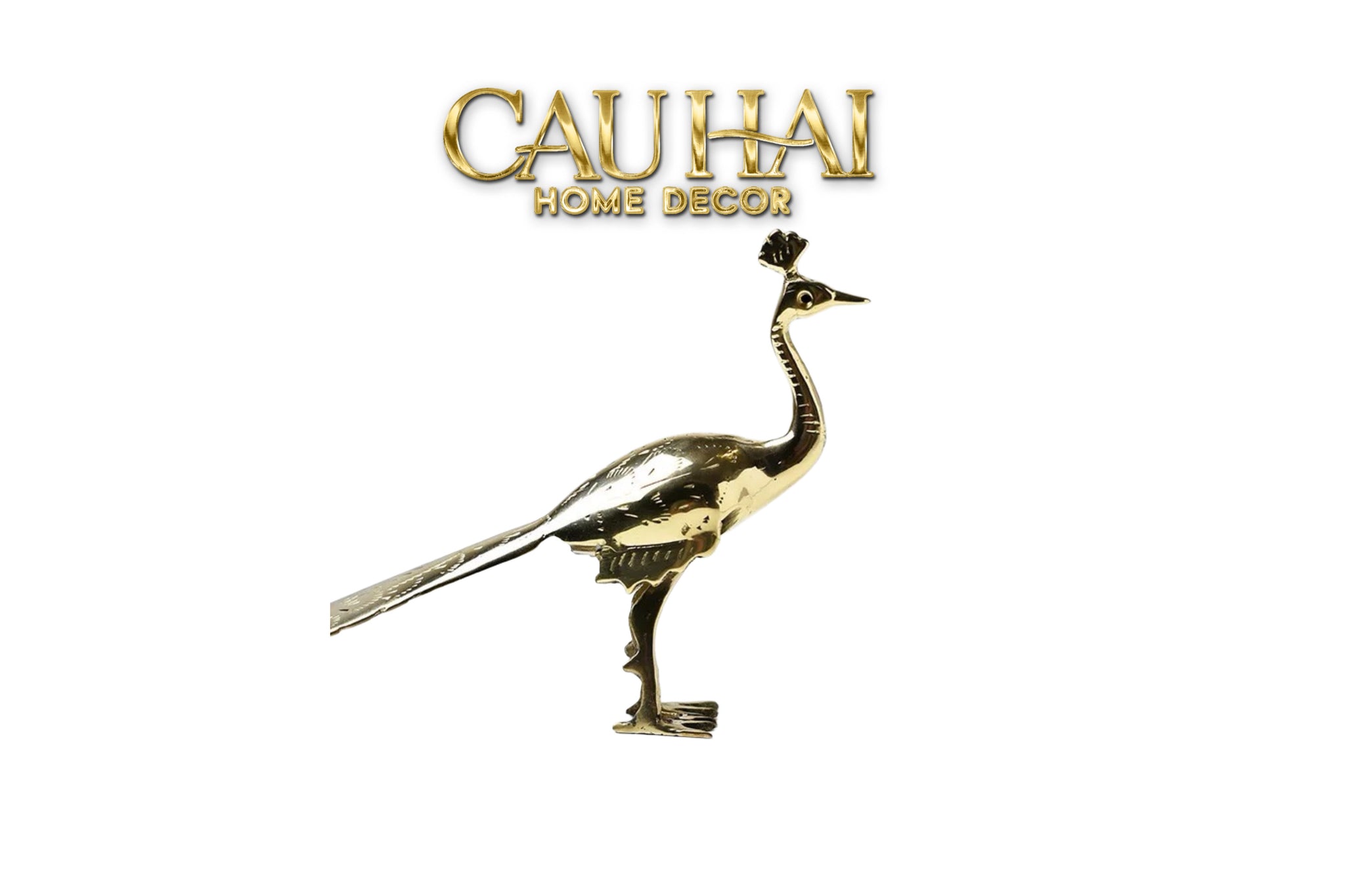 HOME COUTURE - TƯỢNG CHIM CÔNG EMPEROR AURUM AZTEC PAON D22x14-CẬU HAI HOME DECOR