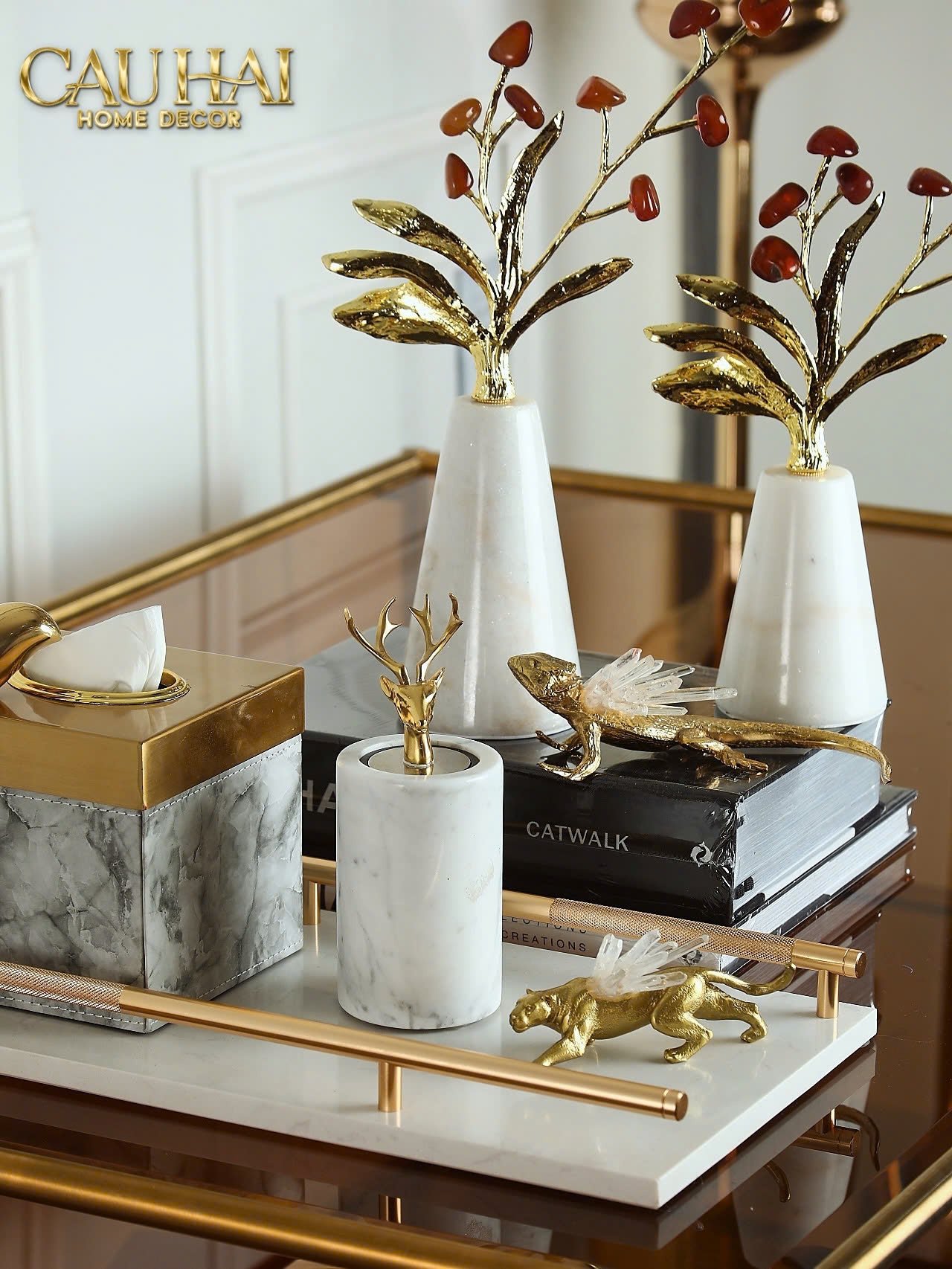 HOME COUTURE - TƯỢNG ĐỒNG TẮC KÈ CELESTIAL CRYSTAL BRASS-CẬU HAI HOME DECOR