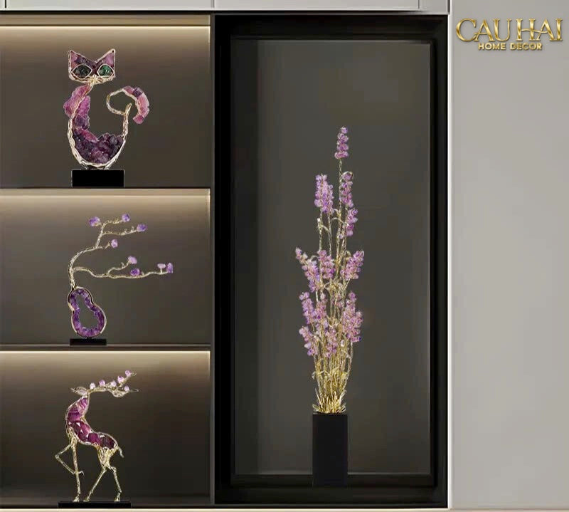 HOME COUTURE - TƯỢNG LÚA MÌ BRASSON ÉPI DORÉ AMÉTHYSTE PREMIÈRE GALERIE - CẬU HAI HOME DECOR