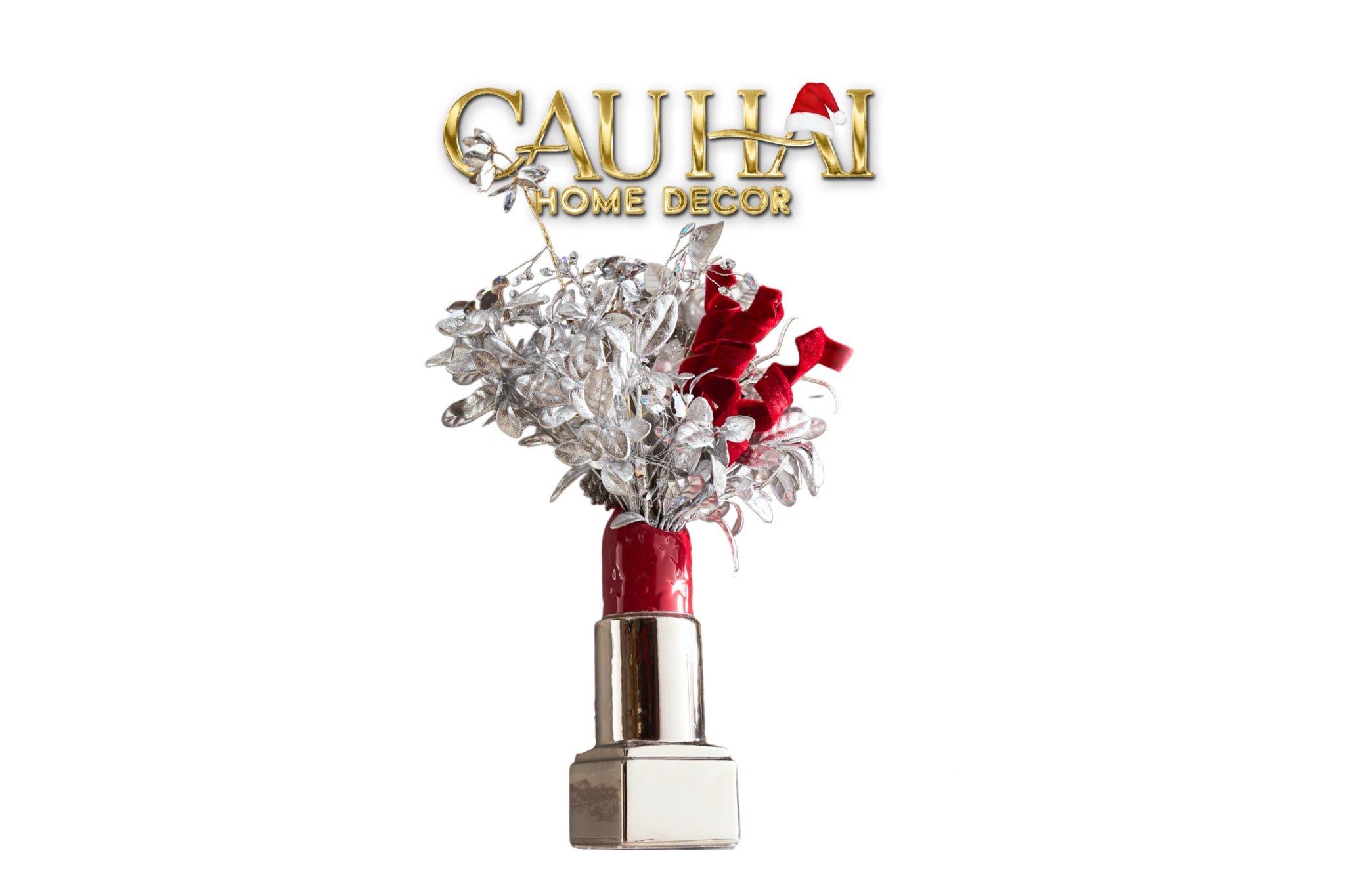 FÊTES COUTURE - SET BÌNH VÀ HOA D.O ROUGE PLATINUM VELVET - CẬU HAI HOME DECOR