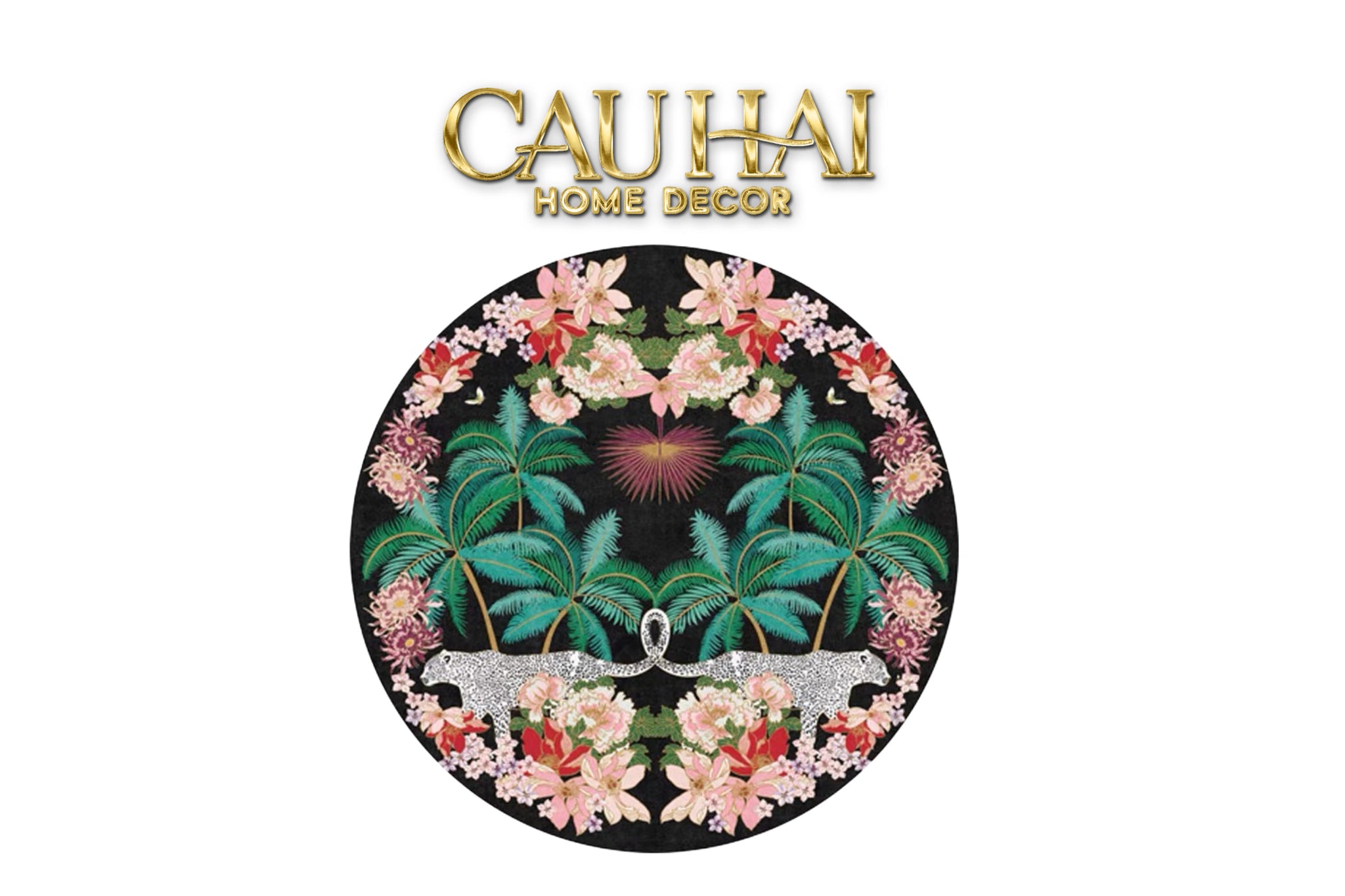 THẢM TRÒN NHUNG BỈ D160 NOCTURNE JUNGLE PANTHERA - CẬU HAI HOME DECOR