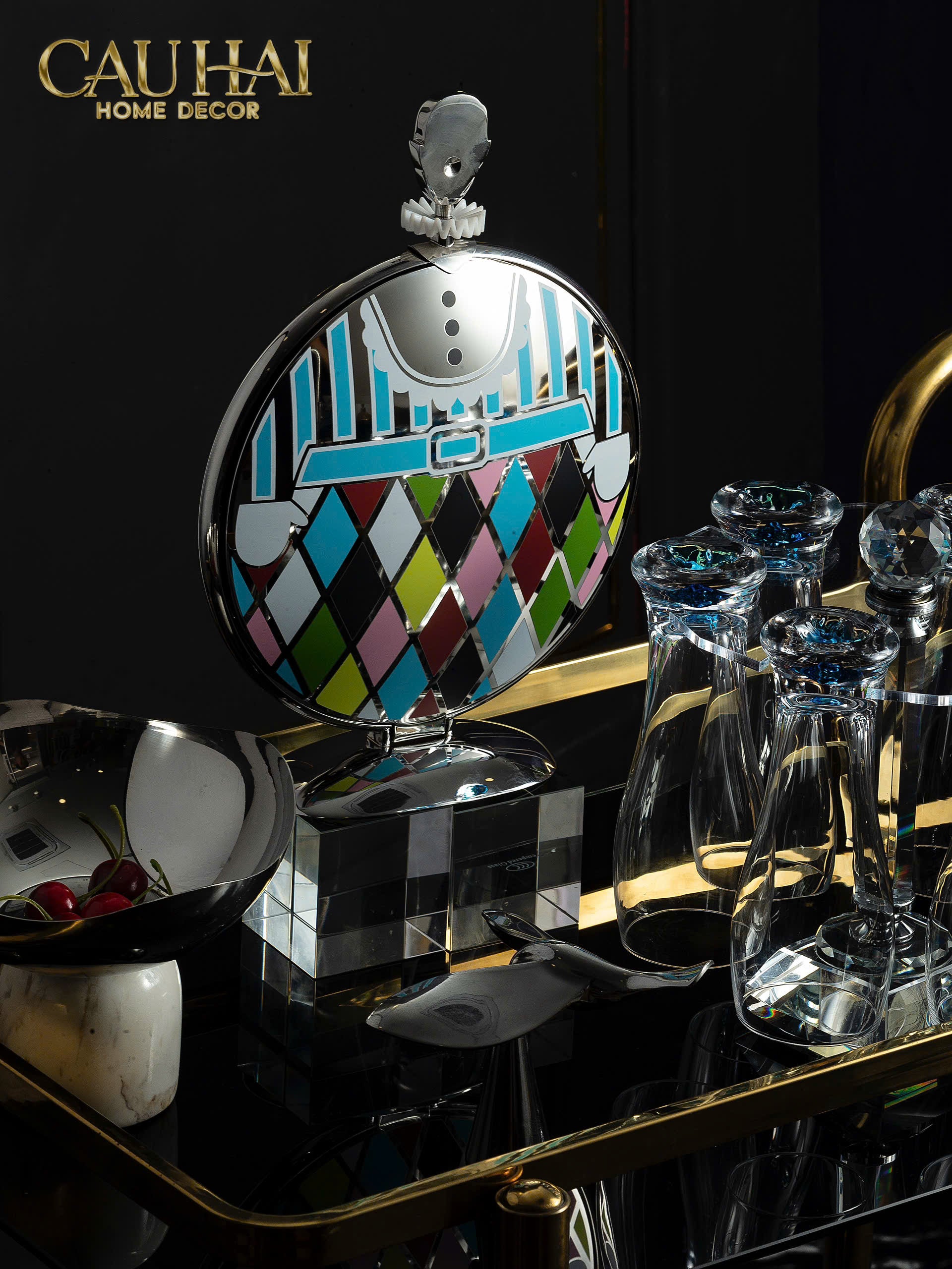 HOME COUTURE - KHAY FRUIT & DESSERT ATELIER HARLEQUIN LMT – CRYSTAL STEEL TRAY - CẬU HAI HOME DECOR