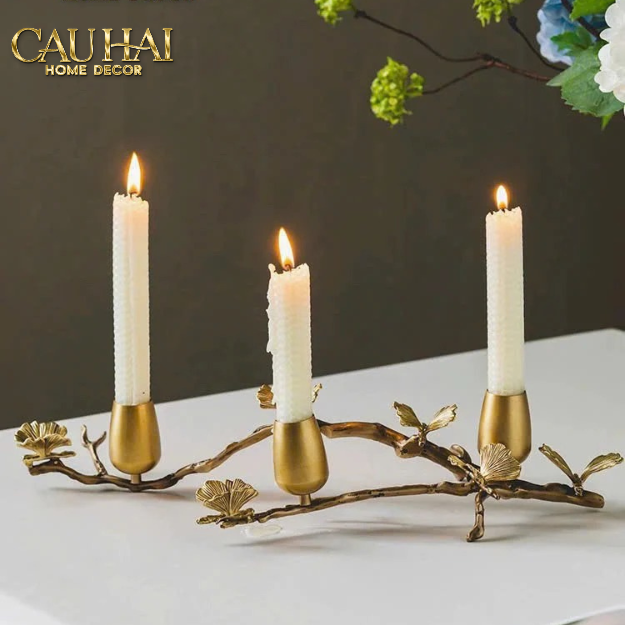 HOME COUTURE - ĐẾ NẾN ĐỒNG BRASSON BLOOM CANDLE CENTERPIECE D44 - CẬU HAI HOME DECOR