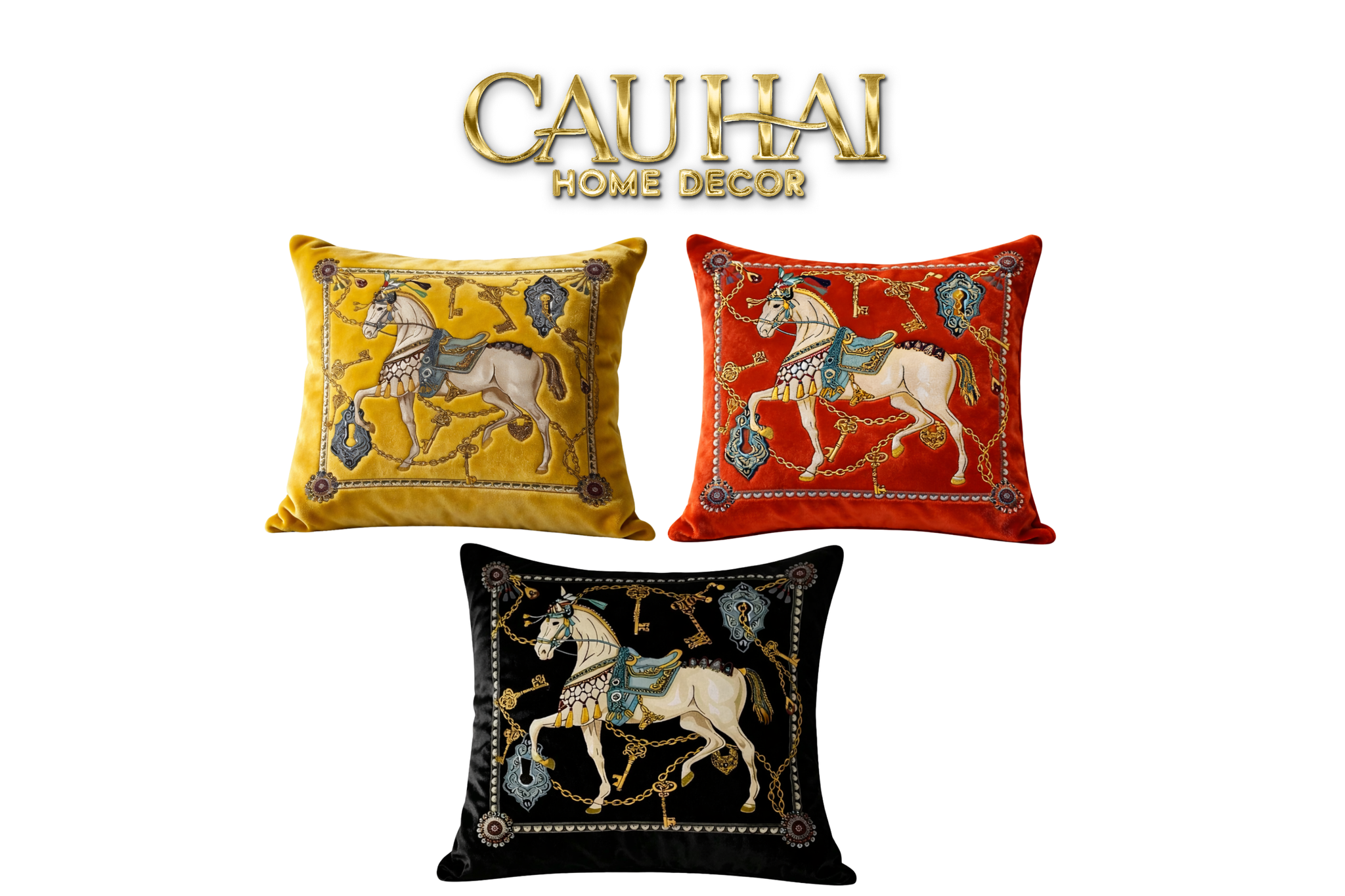 Vỏ Gối Nhung Cheval de Fête d’Or de Dorées 45