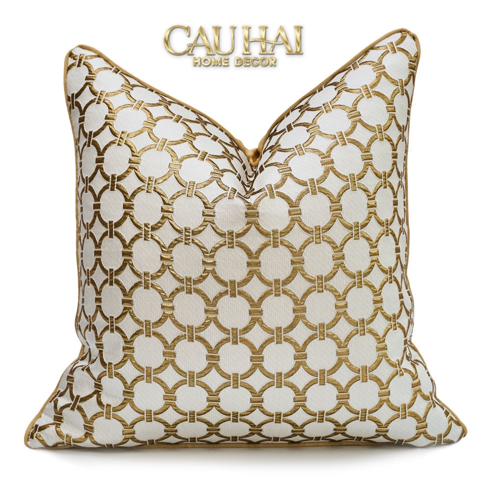 VỎ GỐI LỤA JACQUARD D'Or ORION CHAIN MOTIF 45 - CẬU HAI HOME DECOR