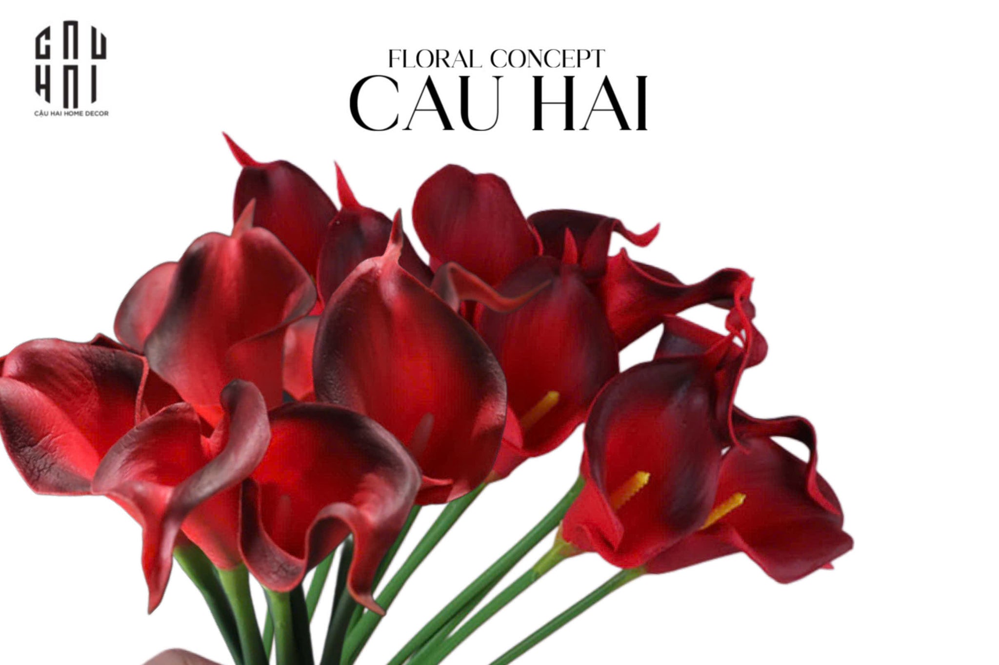 SET 5 CÀNH CALLA LILY FLAME / SKY BLUE - CẬU HAI HOME DECOR