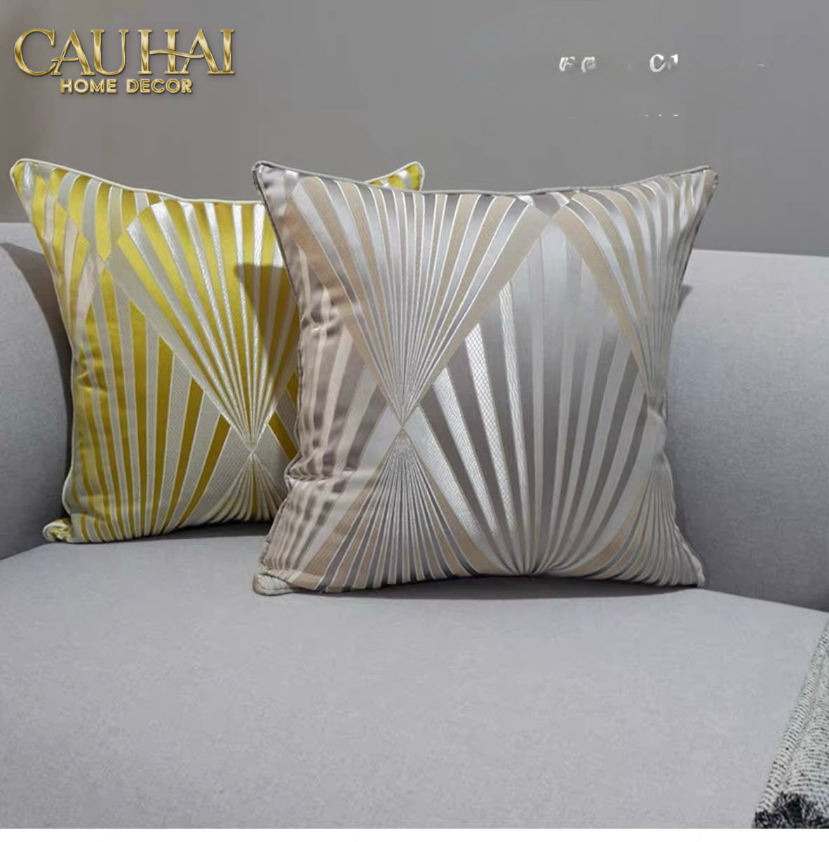 Vỏ Gối Lụa Jacquard Aurum Sunburst 45