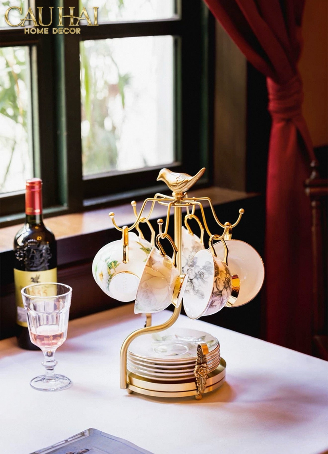 HOME COUTURE - GIÁ TREO TÁCH BRASSON EMPEROR BIRD CUP STAND H36 - CẬU HAI HOME DECOR