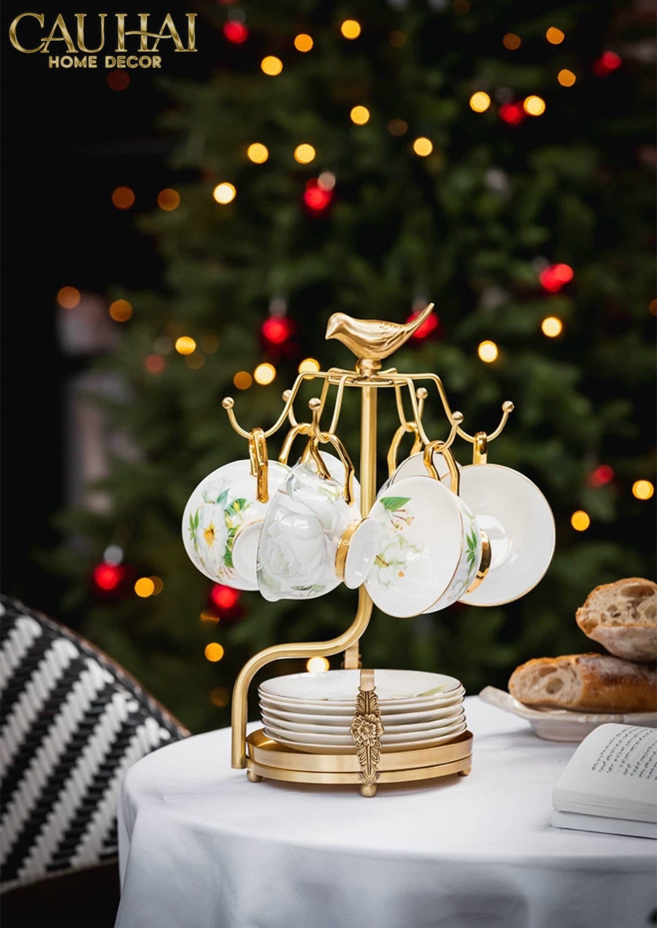 HOME COUTURE - GIÁ TREO TÁCH BRASSON EMPEROR BIRD CUP STAND H36 - CẬU HAI HOME DECOR