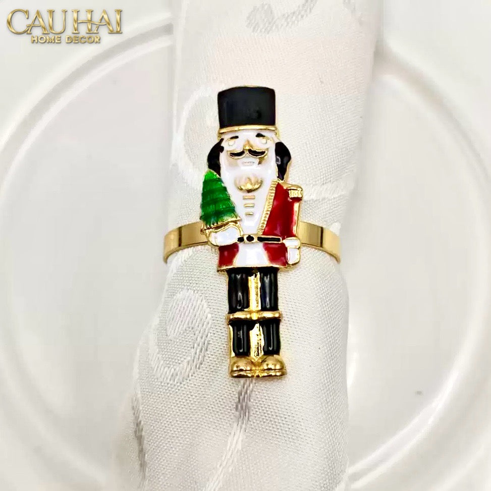 FÊTES COUTURE - VÒNG KHĂN ĂN - NAPKIN RING NUTCRACKER MISTLETOE - CẬU HAI HOME DECOR