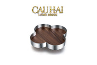 Khay Gỗ Viền Inox Louis Monogram Quatrefoil Heritage D27