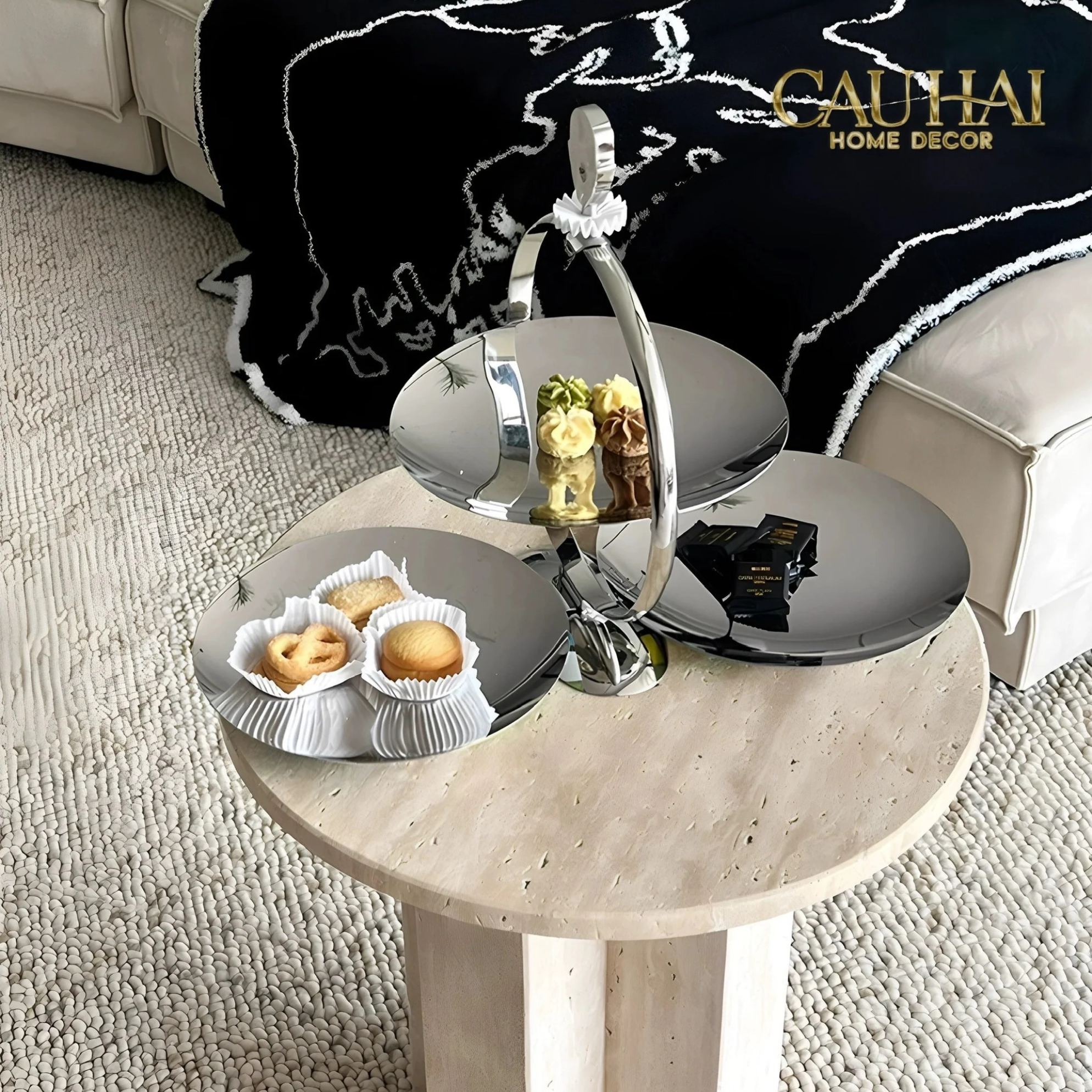 HOME COUTURE - KHAY FRUIT & DESSERT ATELIER HARLEQUIN LMT – CRYSTAL STEEL TRAY - CẬU HAI HOME DECOR