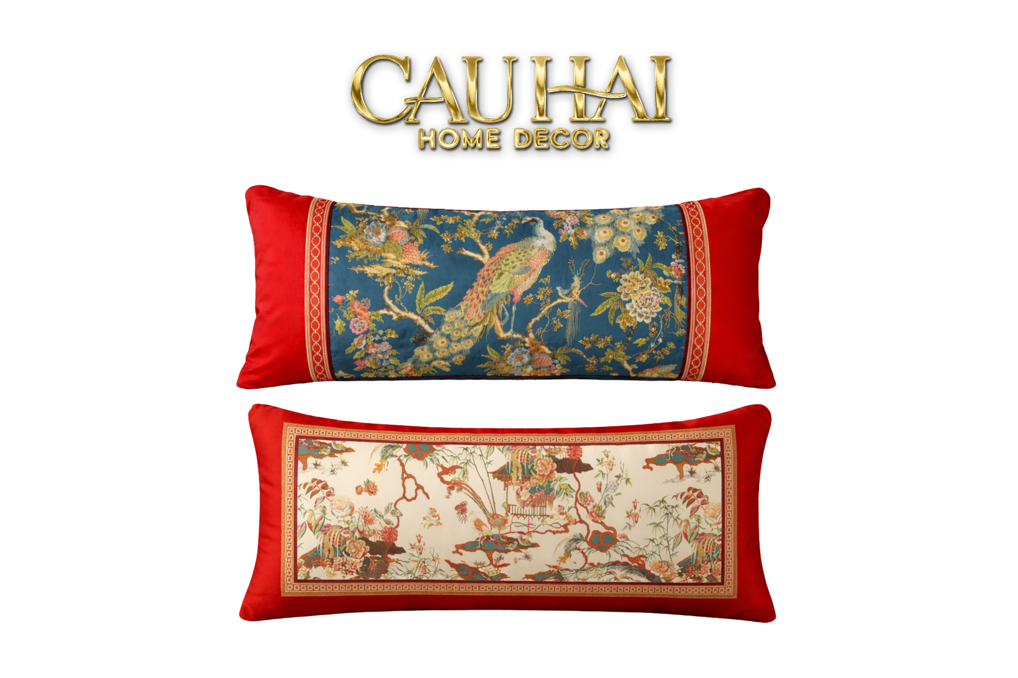 Tết Couture - Gối Nhung Dài - Cẩm Viên Phụng Uyển 35x100