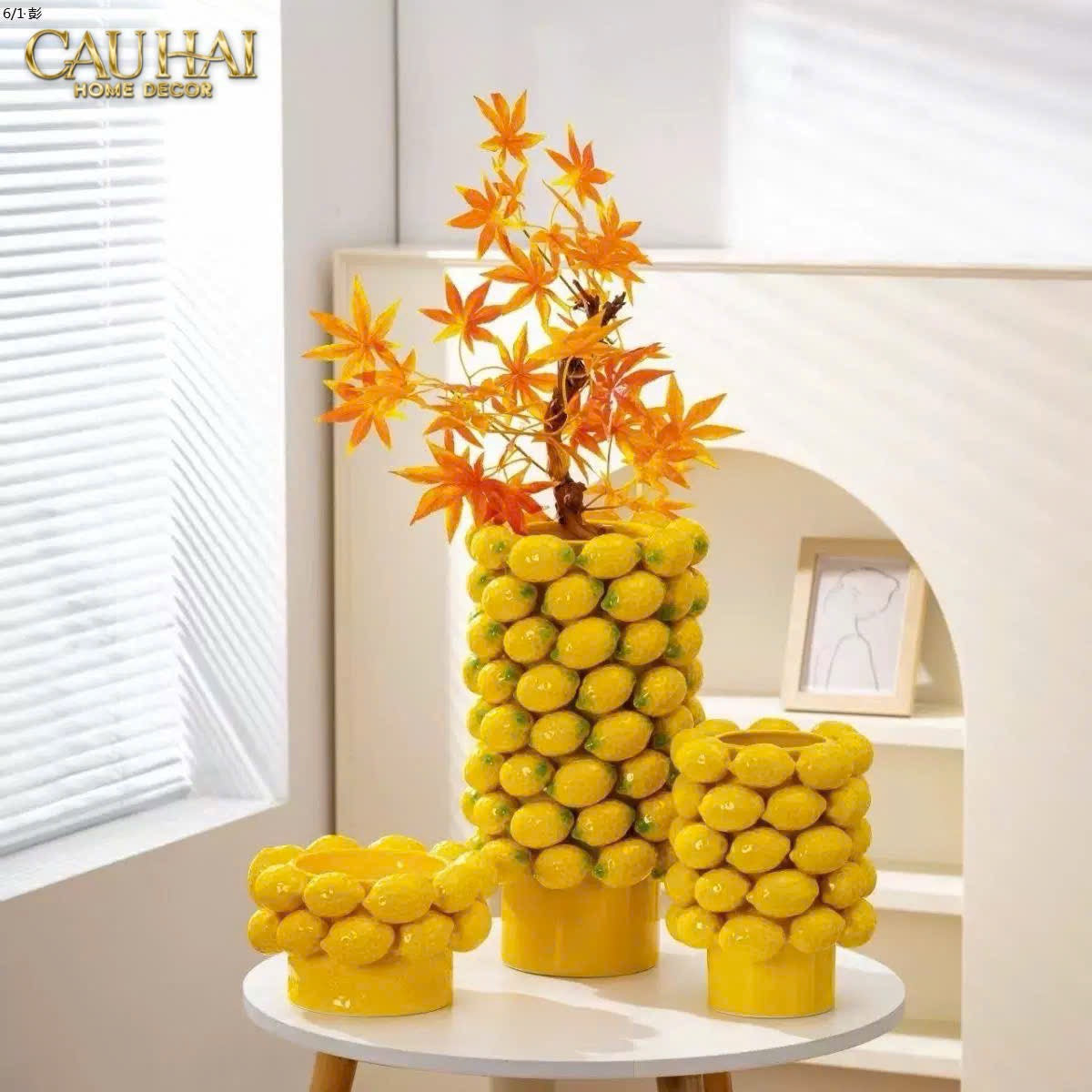 HOME COUTURE - BÌNH HOA CERAMIC CITRON - ÉCLAT JAUNE H25 - CẬU HAI HOME DECOR