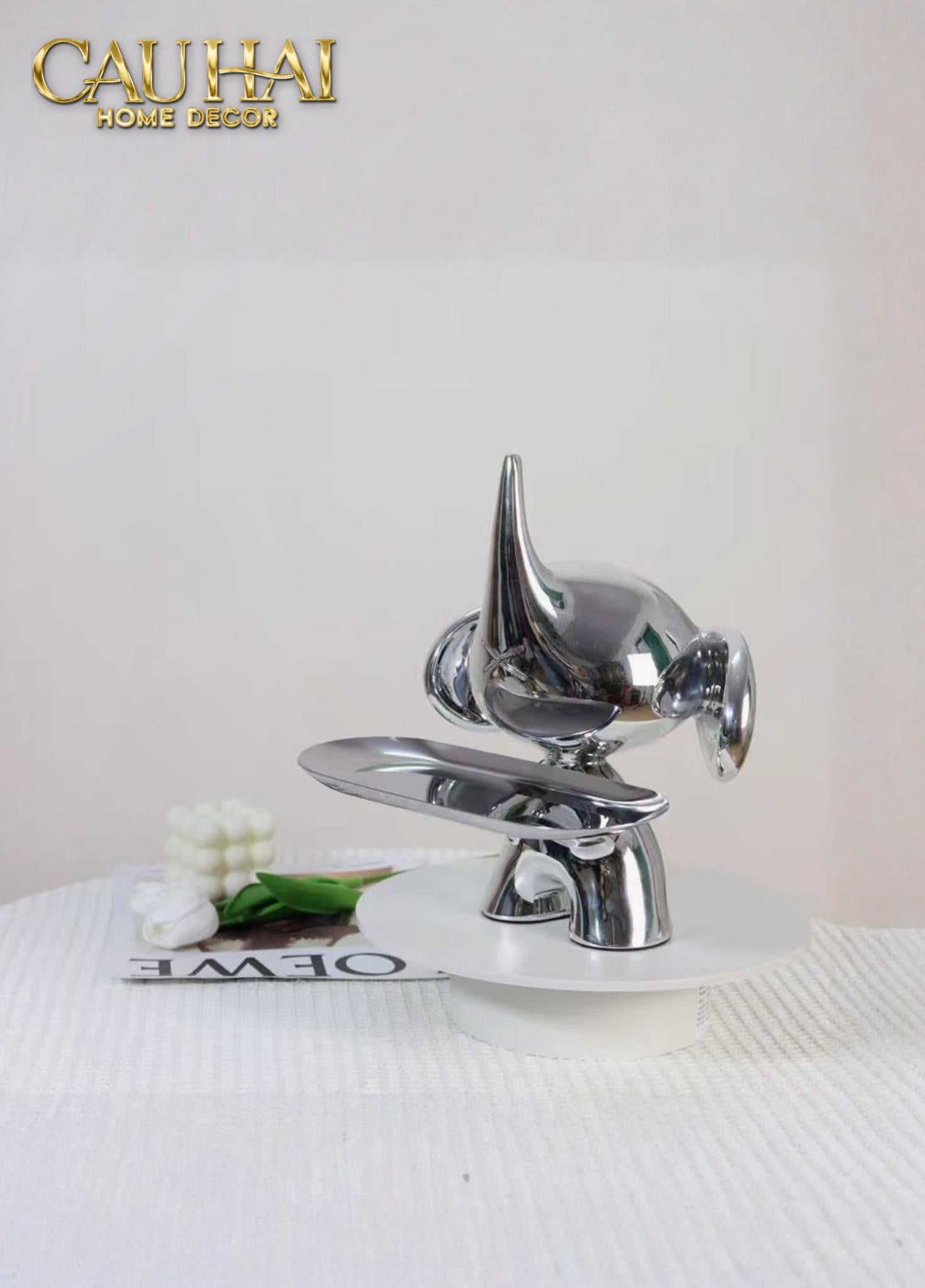 ELYSIAN FW25 - TƯỢNG VOI FIGURINE PLATINUM ASTRO ELEPHAS H27-CẬU HAI HOME DECOR