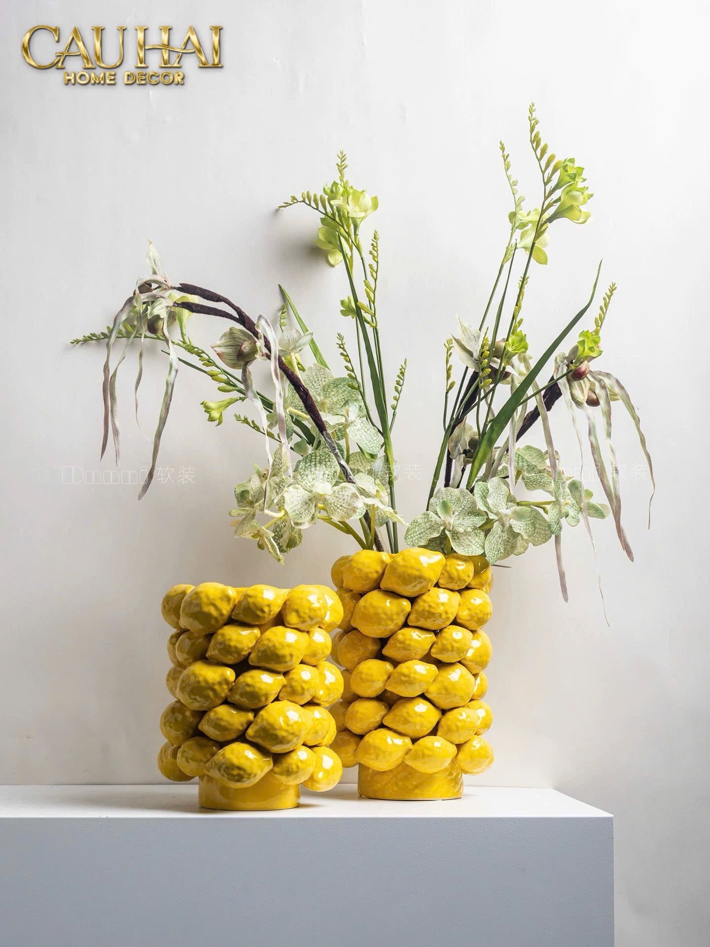 HOME COUTURE - BÌNH HOA CERAMIC CITRON - ÉCLAT JAUNE H25 - CẬU HAI HOME DECOR