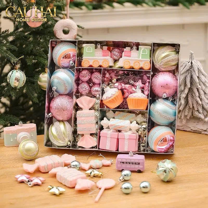 FÊTES COUTURE - SET TRÁI CHÂU COTTON CANDY BRUSH PINK 70PCS CHRISTMAS ORNAMENTS - CẬU HAI HOME DECOR