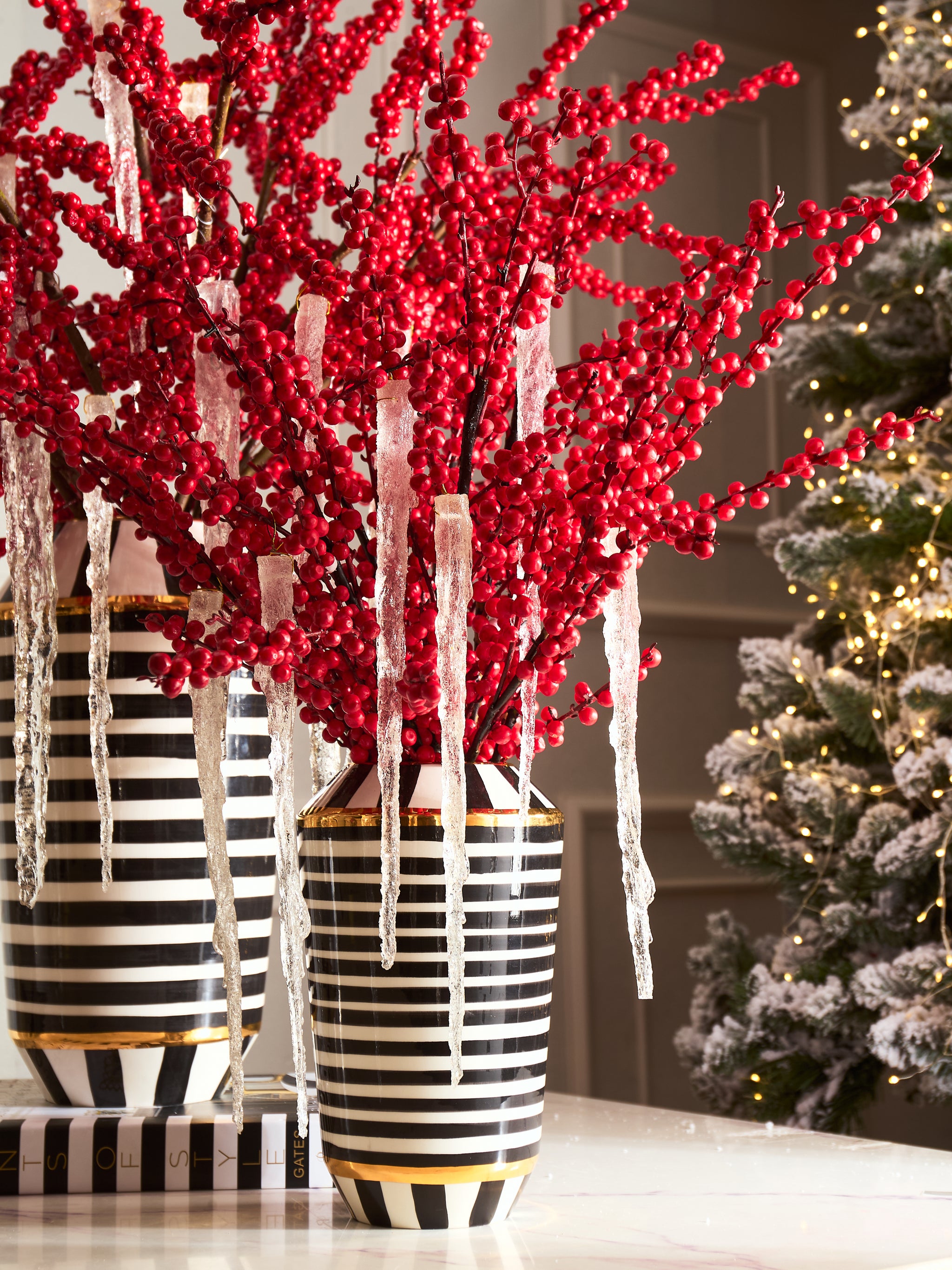 FÊTES COUTURE - SET BÌNH VÀ HOA WINTERBERRY ICICLE H26 - CẬU HAI HOME DECOR