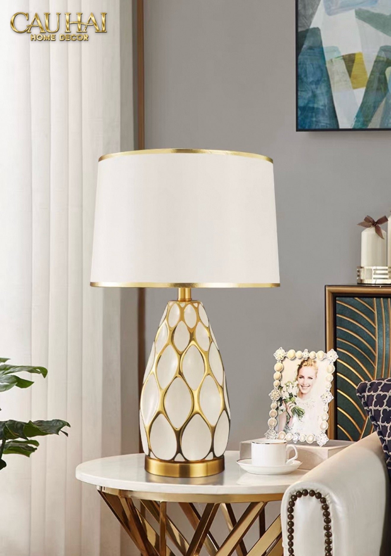 ĐÈN BÀN MARTHA - MARTHA PORCELAIN SIDE TABLE LAMP - CẬU HAI HOME DECOR