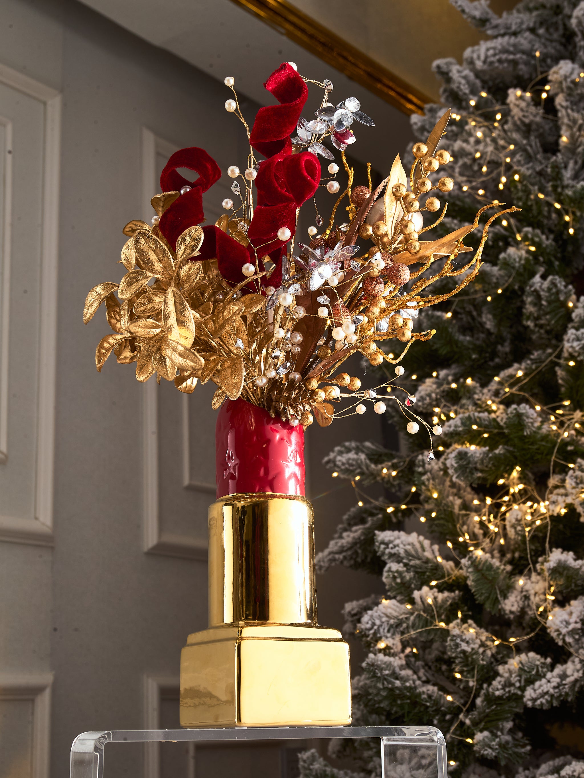 FÊTES COUTURE - SET BÌNH VÀ HOA GOLD D.O ROUGE VELVET - CẬU HAI HOME DECOR