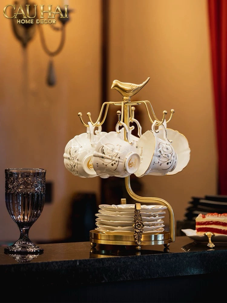 HOME COUTURE - GIÁ TREO TÁCH BRASSON EMPEROR BIRD CUP STAND H36 - CẬU HAI HOME DECOR