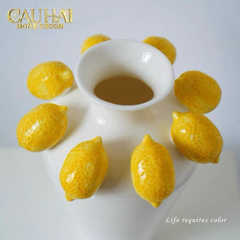 La Sicilia Royale - Bình Hoa Gốm Sứ Lemon Atelier Ivory 20x26