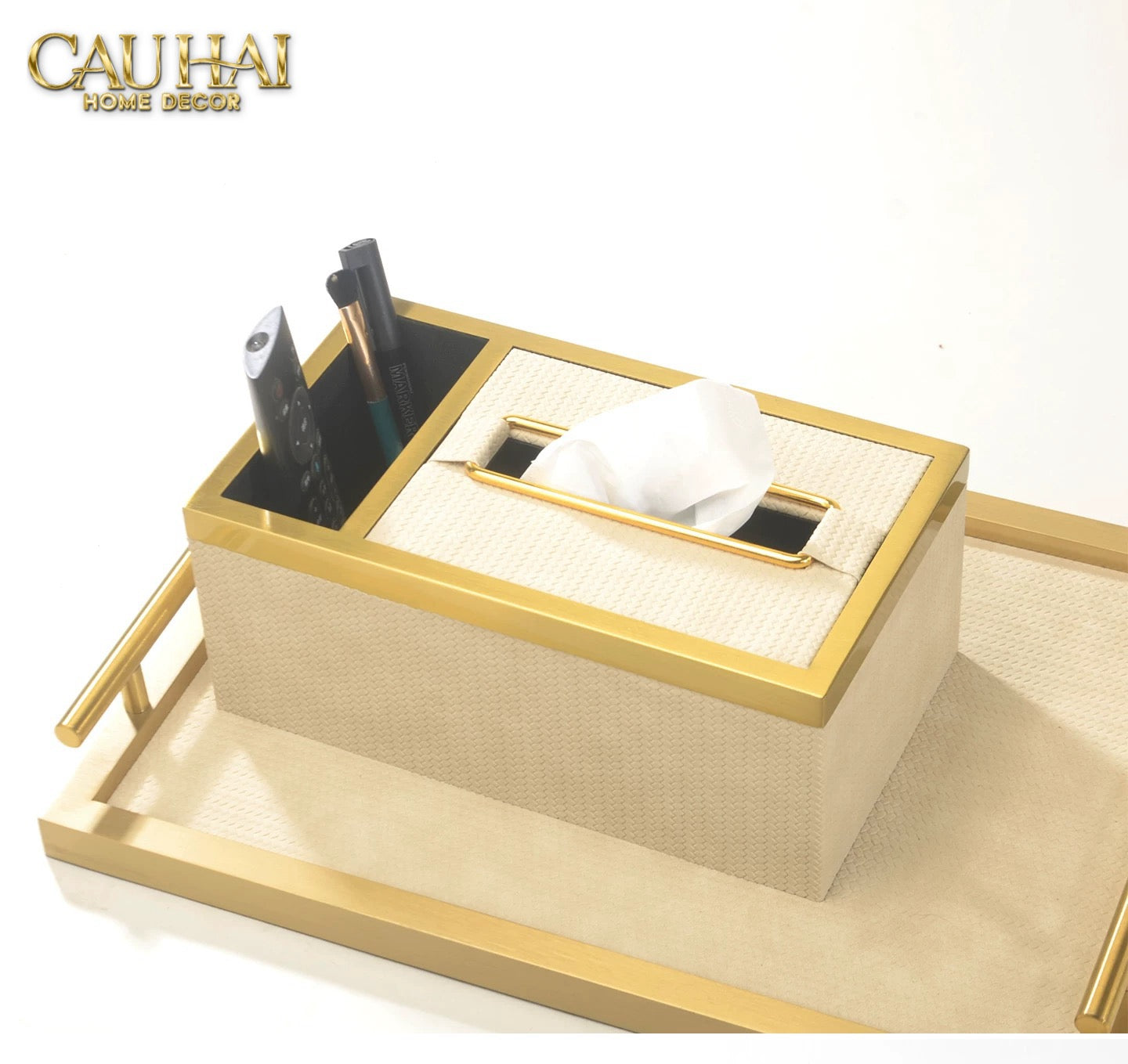 Home Couture - Hộp Khăn Giấy Balvin Prestige Class - Noir / Crème-CẬU HAI HOME DECOR