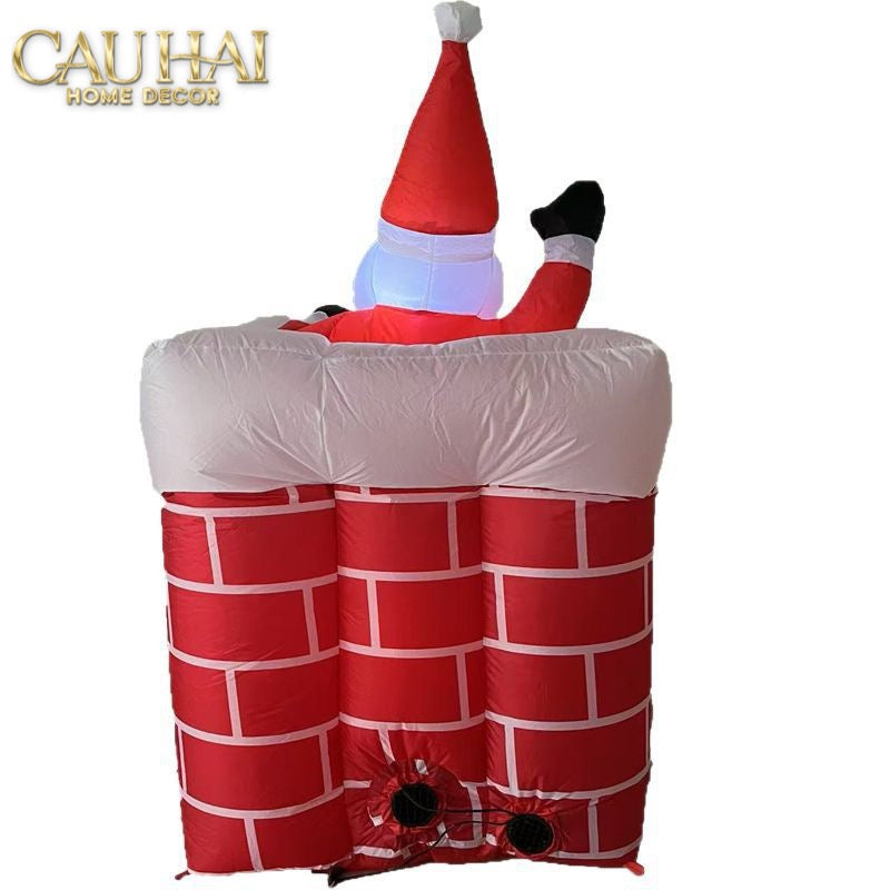 FÊTES COUTURE - ÔNG GIÀ NOEL LEO ỐNG KHÓI - SANTA SALUTATION CHEMINÉE - CẬU HAI HOME DECOR
