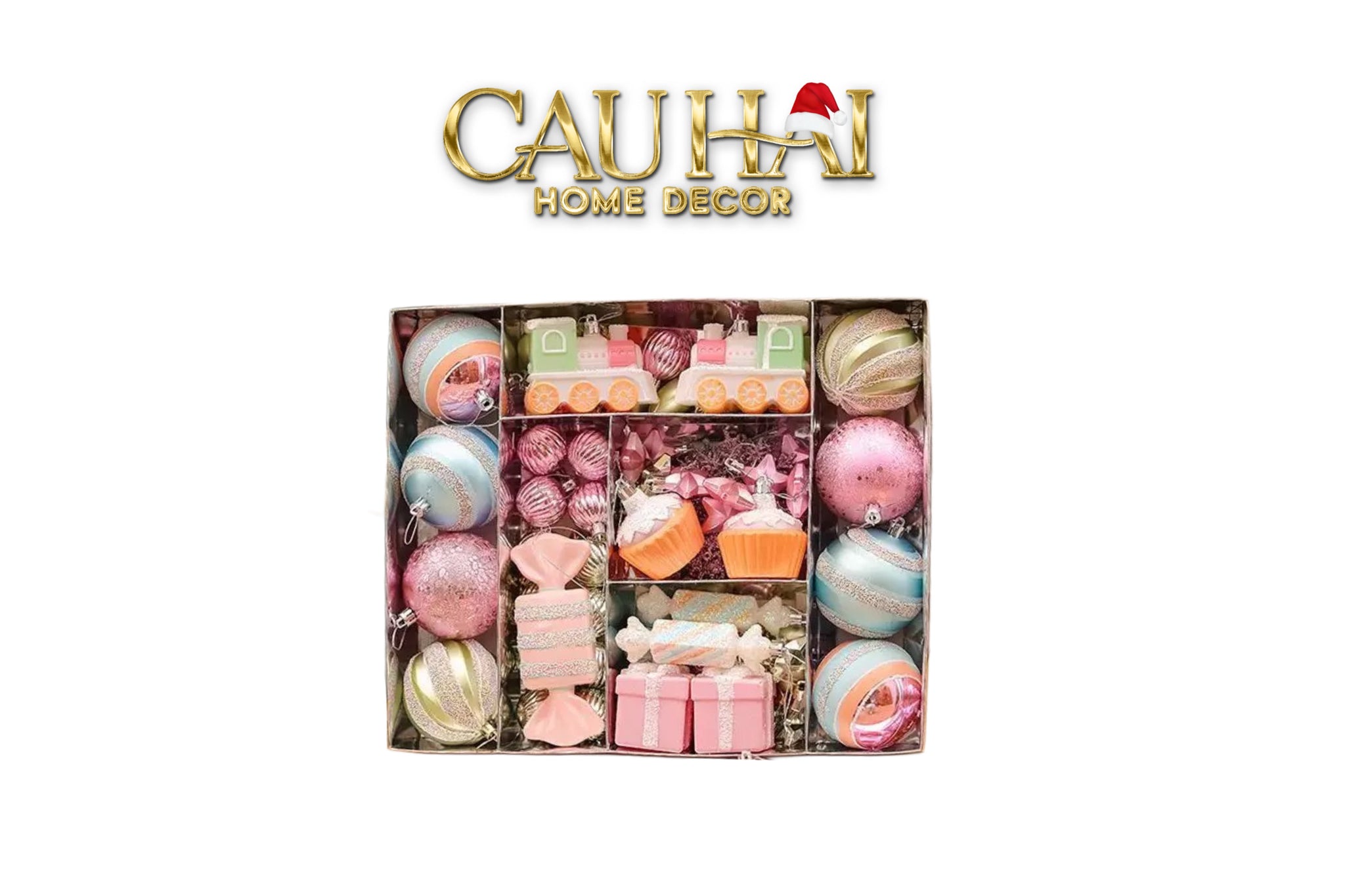 FÊTES COUTURE - SET TRÁI CHÂU COTTON CANDY BRUSH PINK 70PCS CHRISTMAS ORNAMENTS - CẬU HAI HOME DECOR