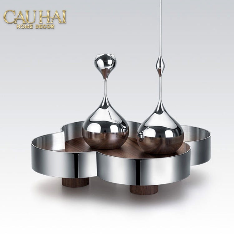 Khay Gỗ Viền Inox Louis Monogram Quatrefoil Heritage D27