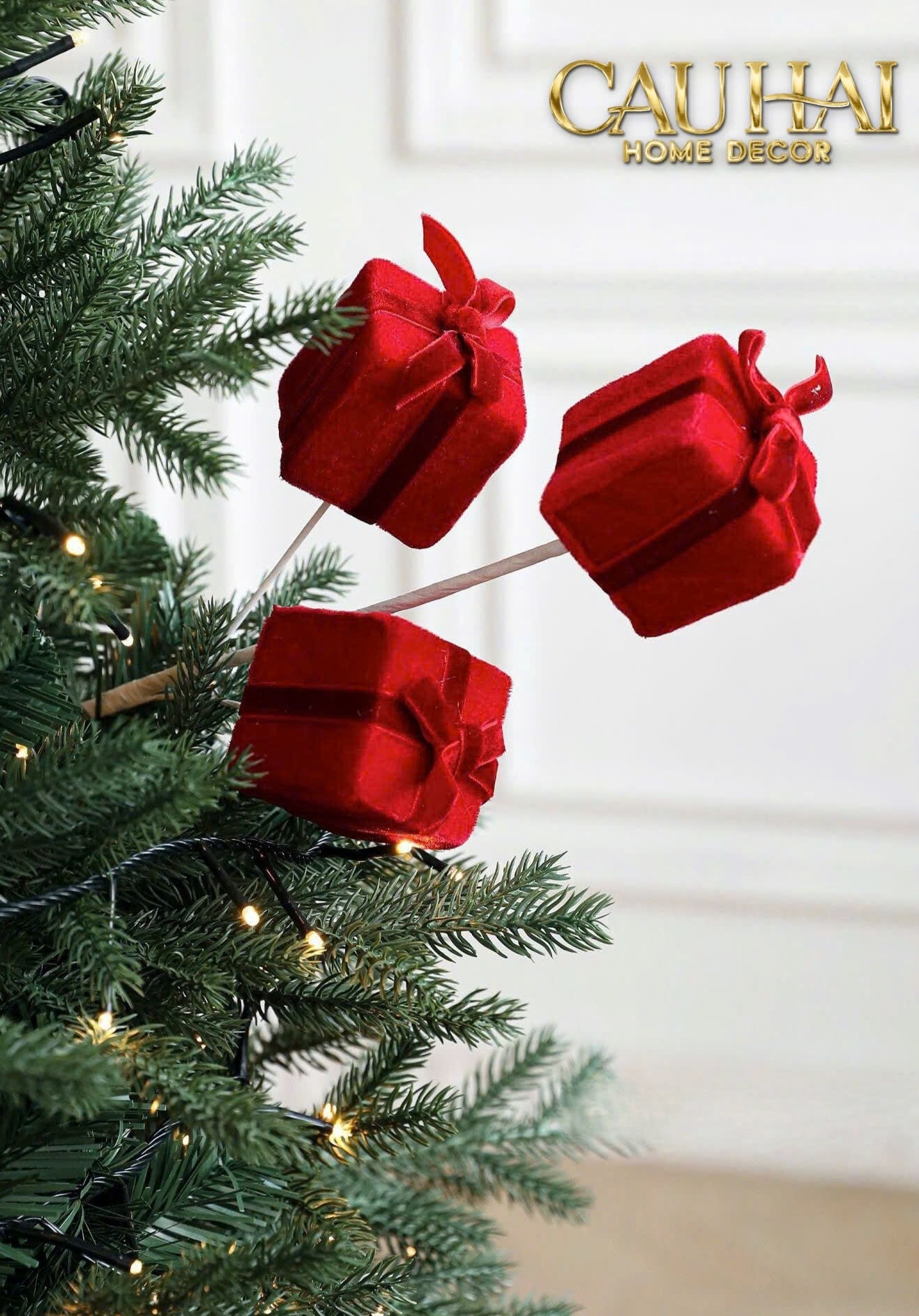 FÊTES COUTURE - CÀNH HỘP QUÀ BỌC NHUNG - EMERALD GIFT VELVET - CẬU HAI HOME DECOR