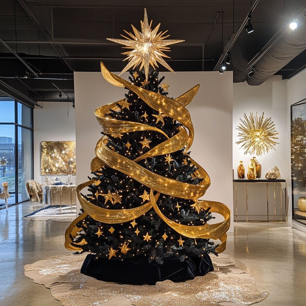 FÊTES COUTURE - CÂY THÔNG STELLAR NOIR DORÉ 2M4 - CẬU HAI HOME DECOR