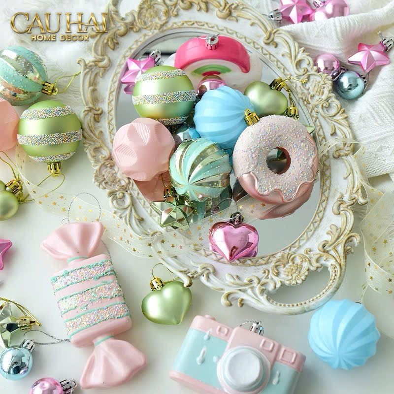 FÊTES COUTURE - SET TRÁI CHÂU COTTON CANDY BRUSH PINK 70PCS CHRISTMAS ORNAMENTS - CẬU HAI HOME DECOR