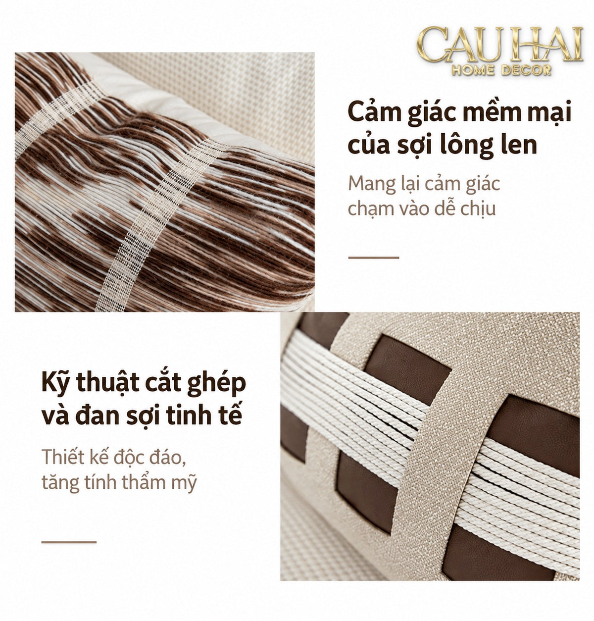 Gối Linen Sangle Tressée Chocolate Ivovy 30x50-Gối Trang Trí-CẬU HAI HOME DECOR-CẬU HAI HOME DECOR