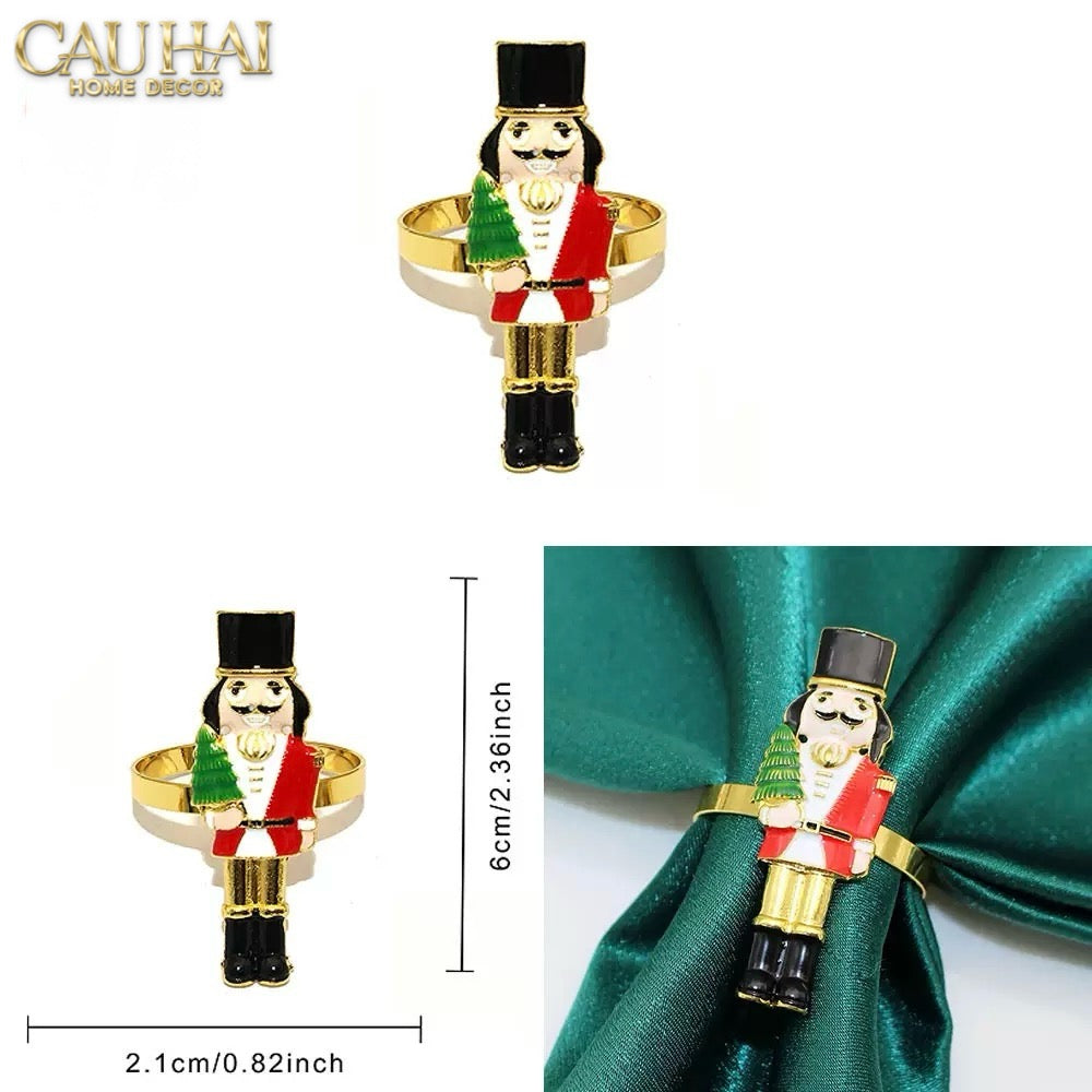 FÊTES COUTURE - VÒNG KHĂN ĂN - NAPKIN RING NUTCRACKER MISTLETOE - CẬU HAI HOME DECOR