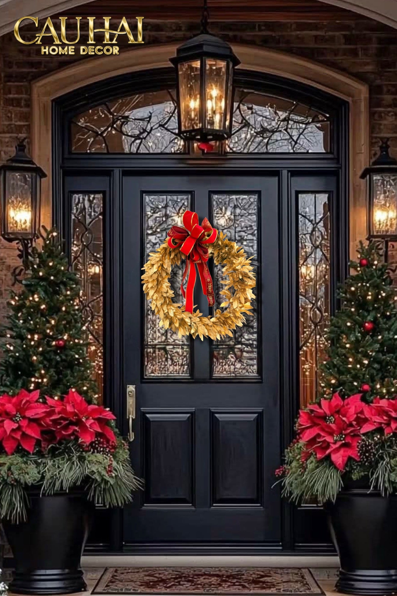 FÊTES COUTURE - VÒNG GIÁNG SINH IMPERIAL LAUREL GOLDEN WREATH 80CM - CẬU HAI HOME DECOR