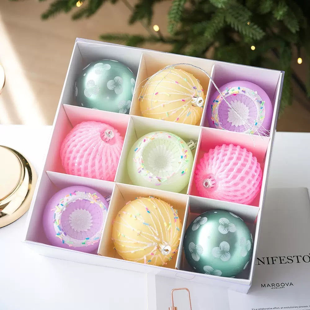 FÊTES COUTURE - SET CHÂU TRANG TRÍ GIÁNG SINH - MACARON BALLS ORNAMENTS - CẬU HAI HOME DECOR