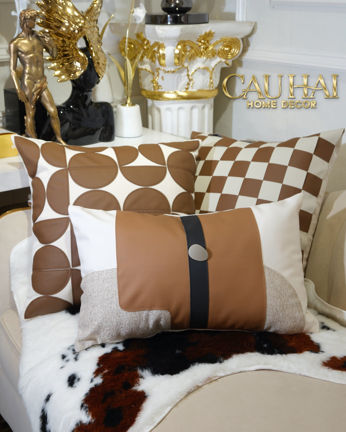 Vỏ Gối Équestre Ruban Camel Ivory 30x50-Gối Trang Trí-CẬU HAI HOME DECOR-CẬU HAI HOME DECOR