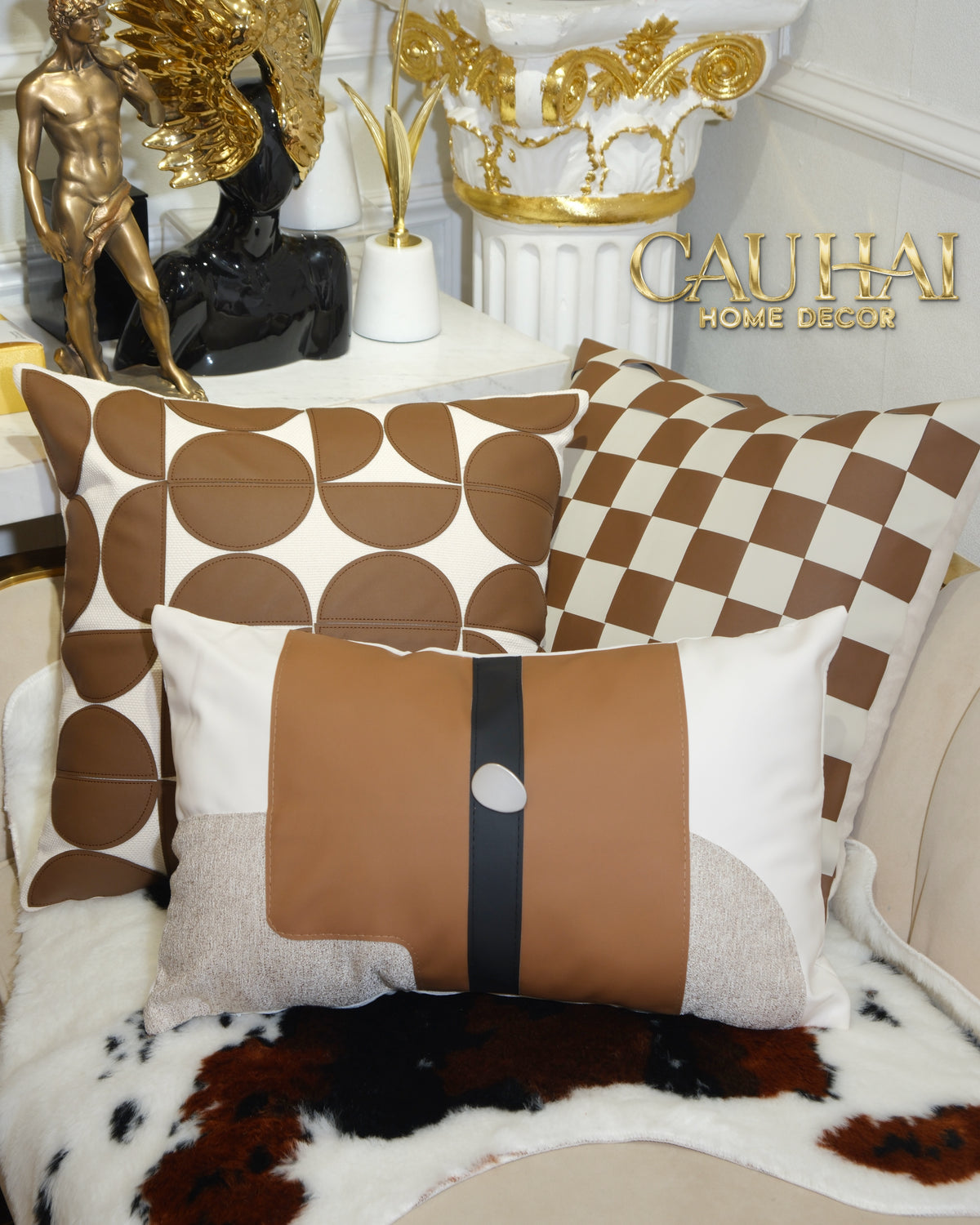Vỏ Gối Équestre Ruban Camel Ivory 30x50-Gối Trang Trí-CẬU HAI HOME DECOR-CẬU HAI HOME DECOR