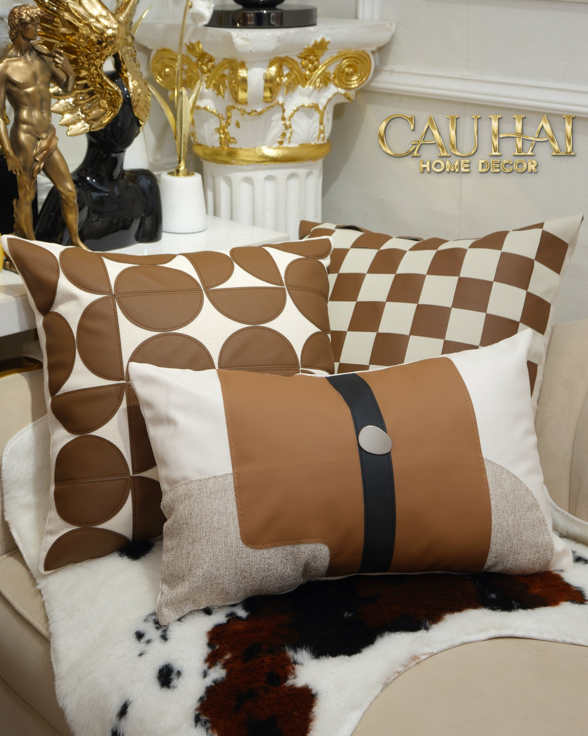 Vỏ Gối Équestre Ruban Camel Ivory 30x50-Gối Trang Trí-CẬU HAI HOME DECOR-CẬU HAI HOME DECOR