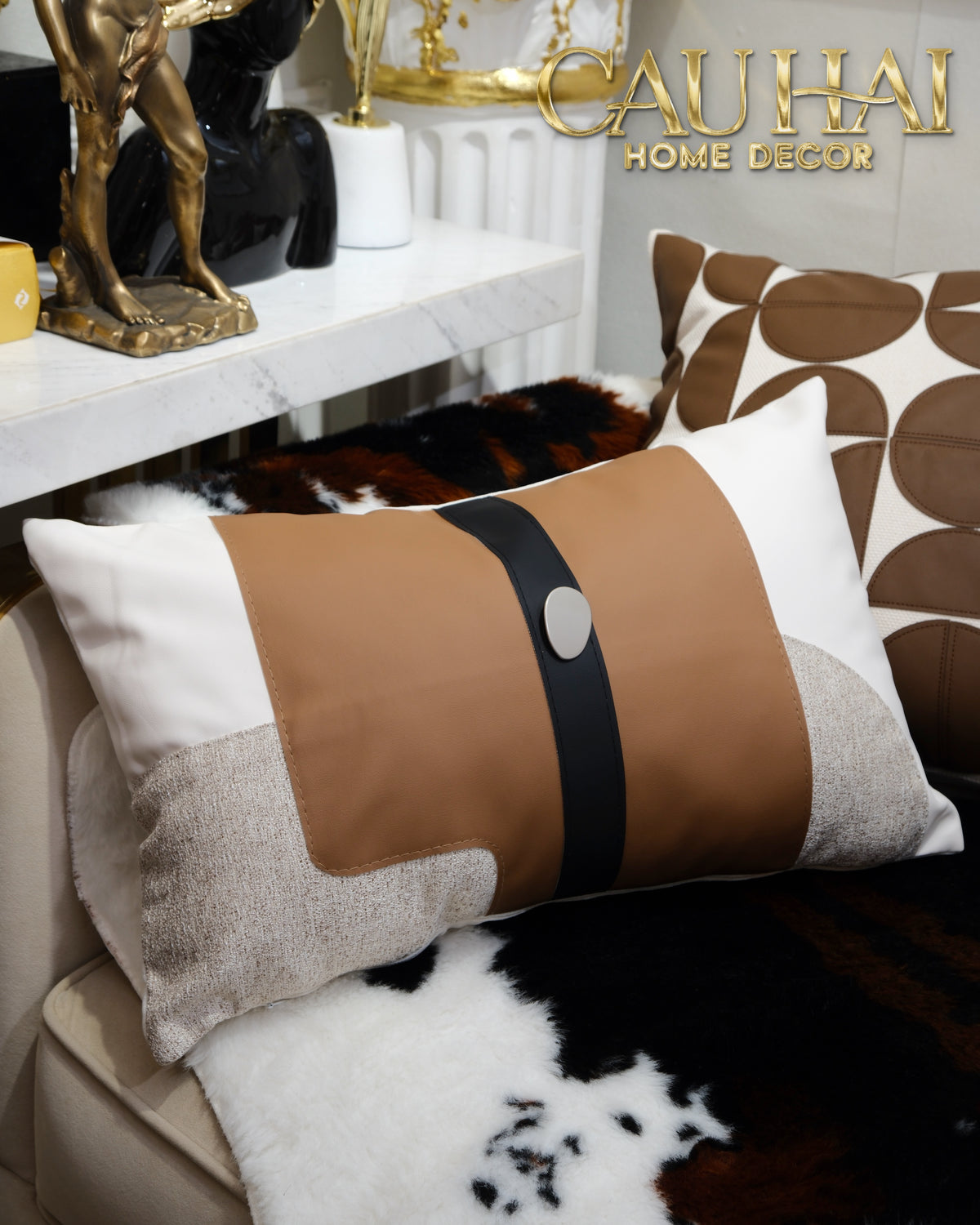 Vỏ Gối Équestre Ruban Camel Ivory 30x50-Gối Trang Trí-CẬU HAI HOME DECOR-CẬU HAI HOME DECOR