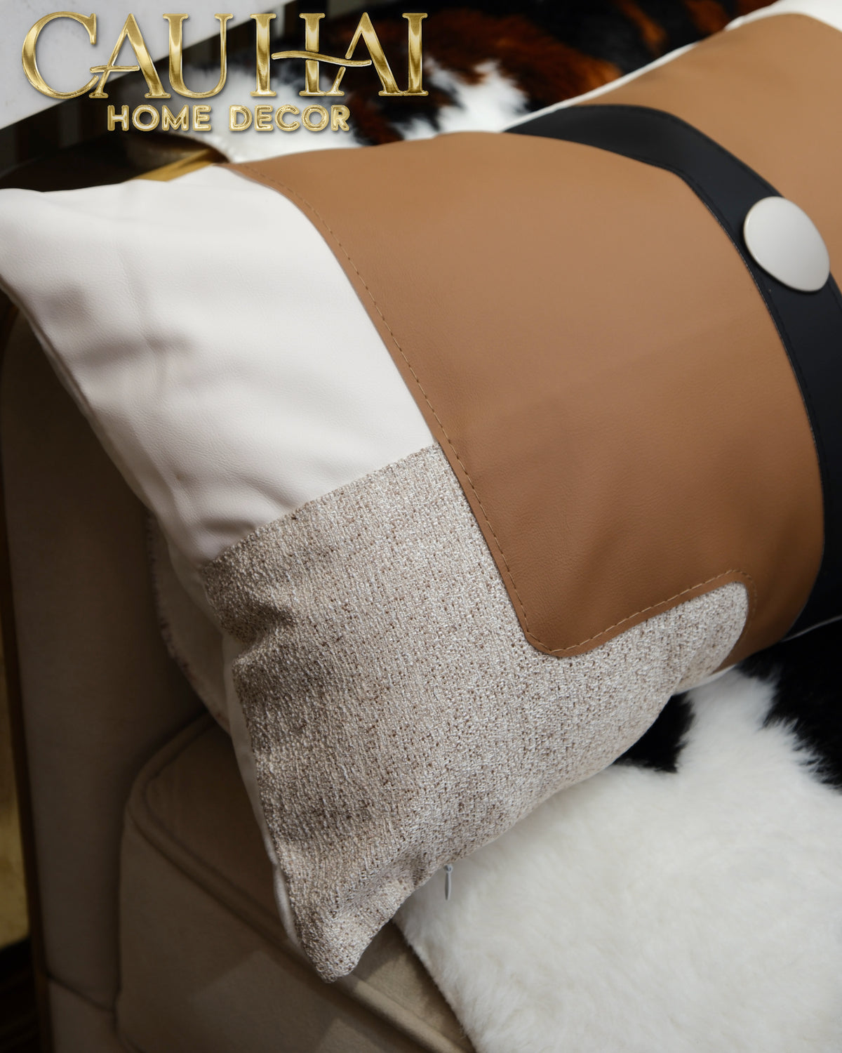 Vỏ Gối Équestre Ruban Camel Ivory 30x50-Gối Trang Trí-CẬU HAI HOME DECOR-CẬU HAI HOME DECOR