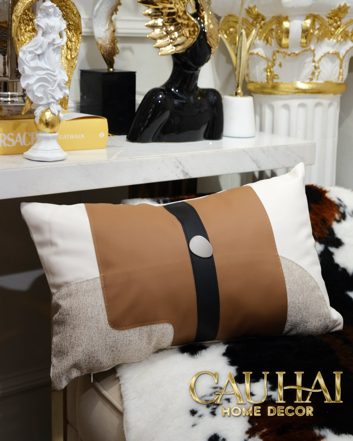 Vỏ Gối Équestre Ruban Camel Ivory 30x50-Gối Trang Trí-CẬU HAI HOME DECOR-CẬU HAI HOME DECOR