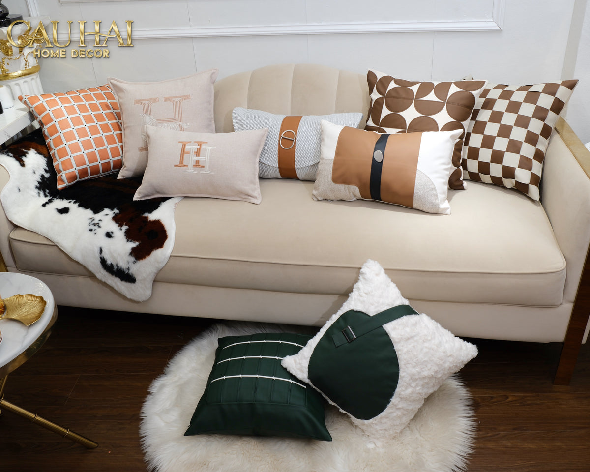 Vỏ Gối Bouclé Harnais Forest Ivory 45x45-Vỏ Gối Trang Trí-CẬU HAI HOME DECOR-CẬU HAI HOME DECOR