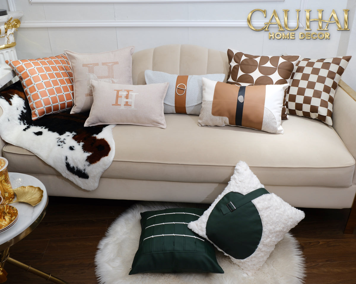Vỏ Gối Bouclé Harnais Forest Ivory 45x45-Vỏ Gối Trang Trí-CẬU HAI HOME DECOR-CẬU HAI HOME DECOR