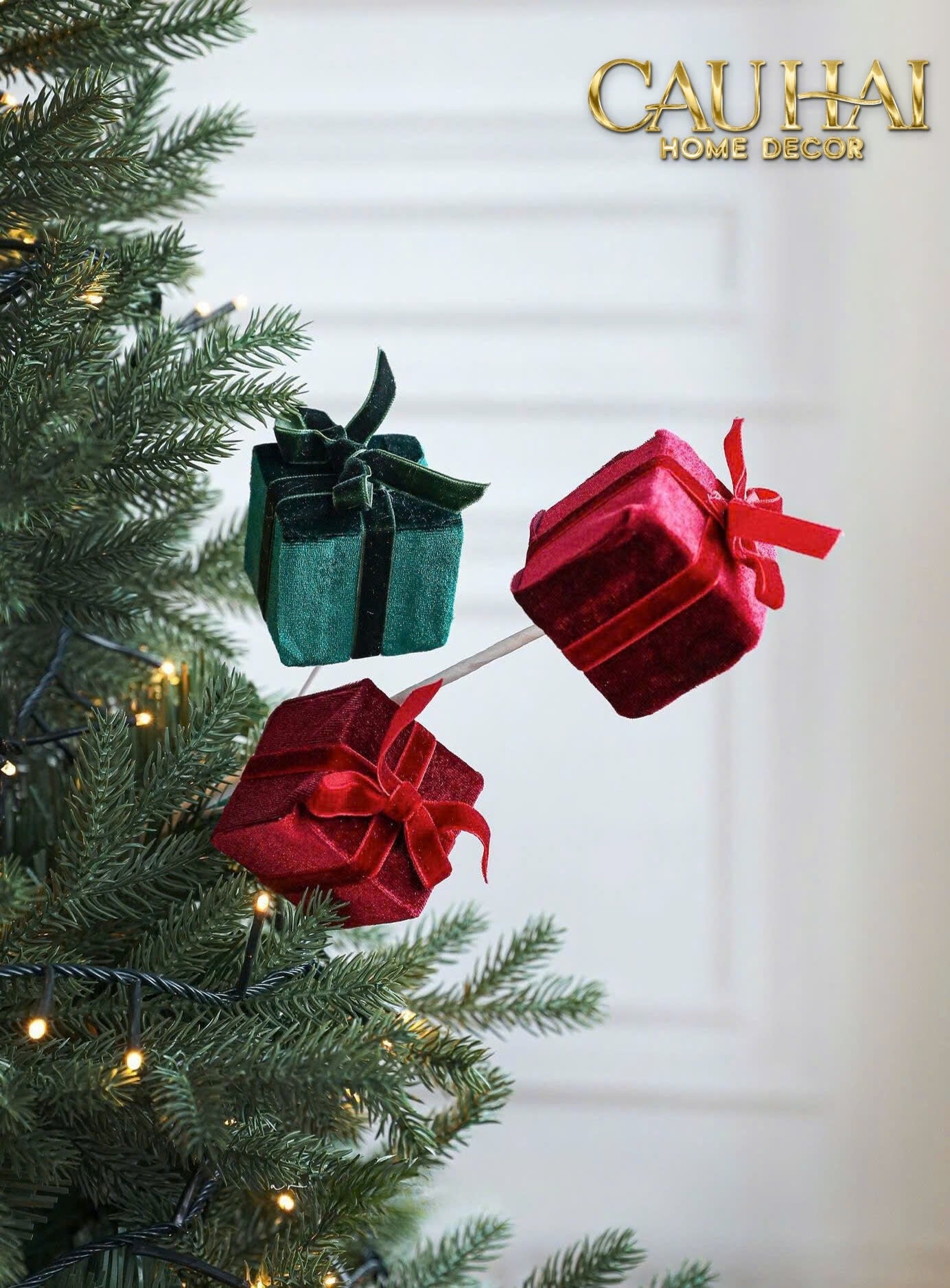 FÊTES COUTURE - CÀNH HỘP QUÀ BỌC NHUNG - EMERALD GIFT VELVET - CẬU HAI HOME DECOR