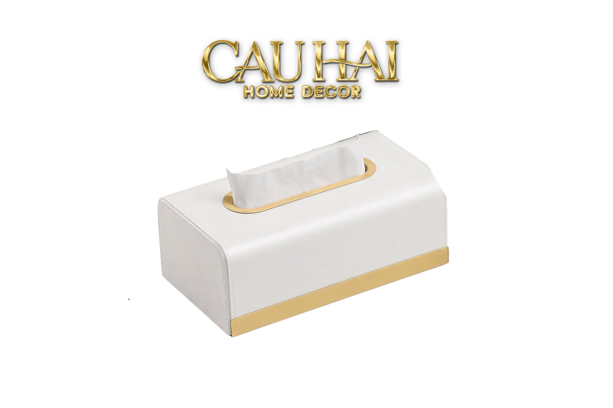Maison Couture - Hộp Khăn Giấy Royale Blanc Satin Impérial Paon Plumage Tissue Holders